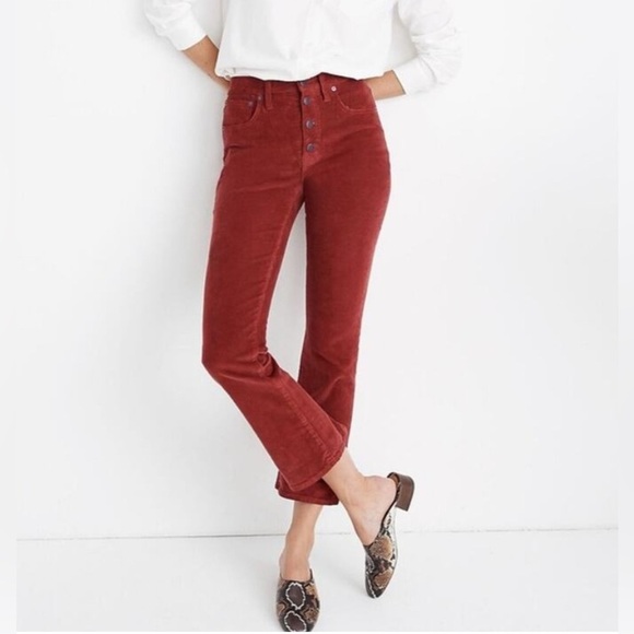 Madewell Cali Denim Boot Corduroy NWT Sz 26 Canterbury Red - Picture 1 of 9
